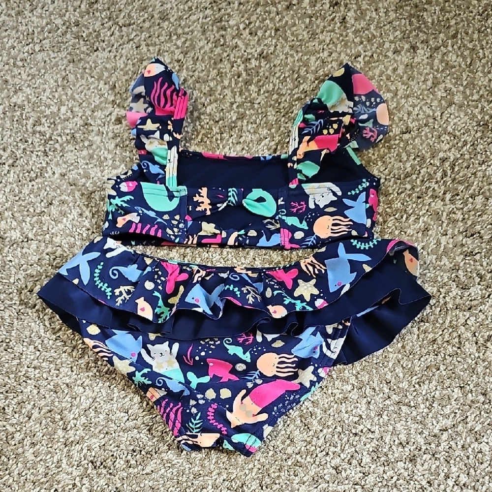 Girls XS Cat & Jack Blue two-piece swimsuit - Picture 2 of 8